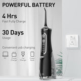 ZPN Water flosser for Teeth Cleaning and Flossing with 5 Replaceable Jet Tips, IPX7 Waterproof Water Flosser Portable and Rechargeable for Home and Travel with 4 Modes Normal/Soft/Pulse/Custom (Black)