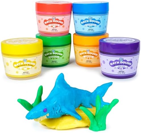 Tub Works® Bath Dough™ Moldable Kids Soap Bath Toy, Variety 6 Pack | Shape, Mold & Create Bath Art with Soap Dough | Soft & Moldable Kids Bath Soap for Shaping | Sensory Fun Toddler & Kids Bath Toys