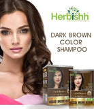 Herbishh Hair Color Shampoo for Gray Hair–Natural Hair Dye Shampoo with Argan Hair Mask–Travel size-Colors Hair in Minutes–Long lasting colour–10pack+1pack–Ammonia-Free (Dark Brown)