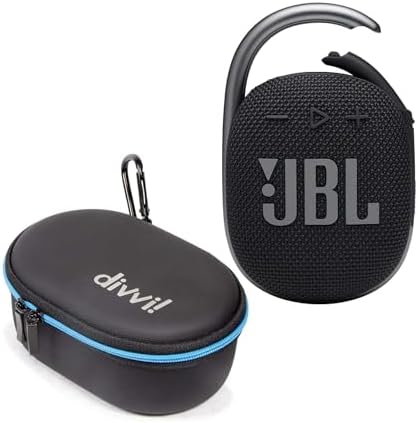 JBL Clip 4 Portable Bluetooth Speaker (Black) + Bundle with divvi! Protective Hardshell Case (Black)