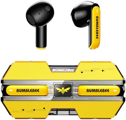 Transformers TF-T01 True Wireless Earbuds Wireless Bluetooth 5.4 Ear Buds Deep Bass Sound Earbud with Smart Noise Cancelling Mic IPX5 Waterproof in Ear Earphones for Android iOS Yellow Bumblebee