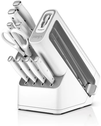 Ninja NeverDull Essential 10-Piece Knife Set with Built in Sharpener, White (K12010WH)