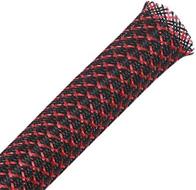 25ft - 1 inch PET Expandable Braided Sleeving – BlackRed – Alex Tech Braided Cable Sleeve