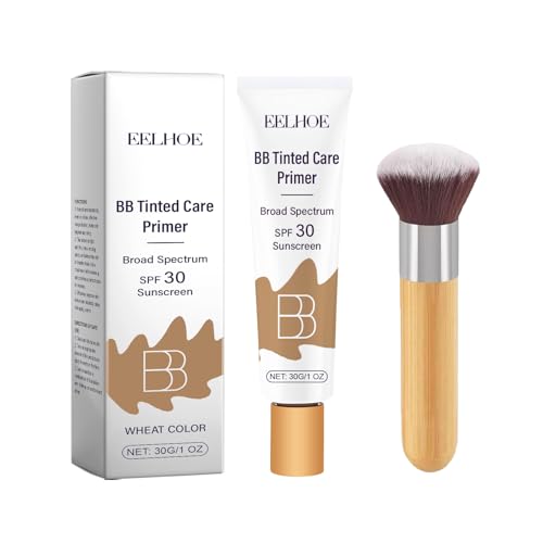 BB Blur Tinted Moisturizer SPF 30, BB Cream Tinted Moisturizer with Broad Spectrum SPF, Full Coverage Light-Medium Skin Color Hydrating & Smoothing(wheat color) 30g/1pcs