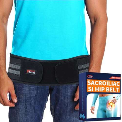 FEATOL SI Sacroiliac Belt for Sciatica Pain Relief-Extra Compression Support Hip Brace for Pelvic, Sciatica, Trochanteric, SI Joint Belt for Men Women-Medium
