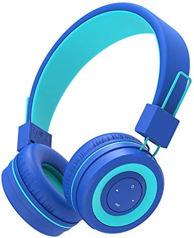 iClever Kids Bluetooth Headphones, BTH02 93H Playtime Type C Fast Charging, 85 dBA Safe Volume, Bluetooth 5.4, Adjustable Kids Headphones, Foldable Kids Wireless Headphones with MIC for iPad, Blue