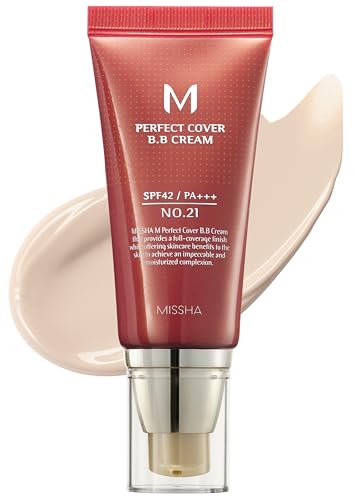 MISSHA M Perfect BB Cream No.21 Light Beige for Bright Skin SPF 42 PA +++ 1.69 Fl Oz - Tinted Moisturizer for face with SPF