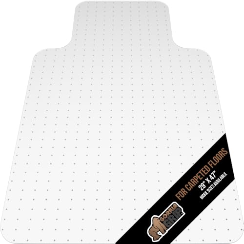 GORILLA GRIP Slip Resistant Office Chair Mat for Carpet Floors, Smooth Glide Under Desk Carpeted Floor Protector, Heavy Duty Plastic Computer Mats for Rolling Work and Gaming Chairs 29x47 Lip, Clear