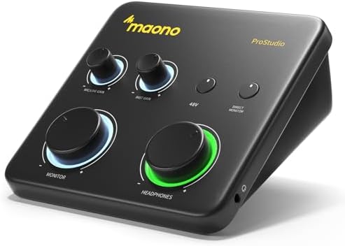 MAONO USB Audio Interface for PC: Interface with XLR Input 24-bit/192kHz Routing Software LOOPBACK ASIO Driver for Recording Music, Home-Studio, Guitar, Podcast, Streaming, DAW(PS22 Lite Black)