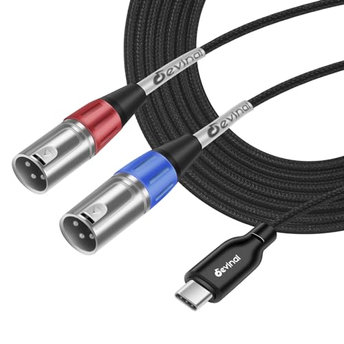Devinal USB C to Dual XLR Audio Cable, Type C to XLR Male Output Stereo Cord, Male XLR to USB C Converter Adapter for Amplifier, Speaker, Mixer Console, etc 10 FT