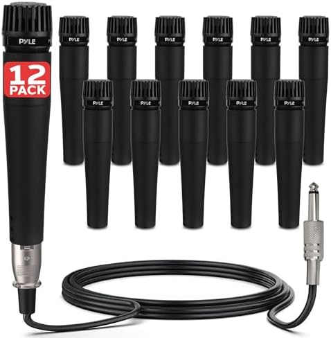Pyle Professional Dynamic Microphone - 12-Unidirectional Handheld Moving Coil Mic with Built-in Pop Filter, 15 ft. XLR Audio Cable, Ideal for Stage, Karaoke & Studio Performances