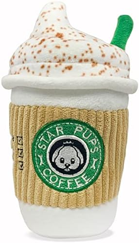 Parody Star Pups Coffee Dog Toy Pup'kin Spice Latte - Fall Funny Parody Plush Squeaky Holiday Toys for Medium, Small and Large - Cute Gifts for Dog Birthday - Cool Stuffed For All Breed Sizes