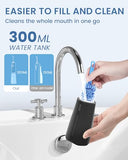 AUIEI Water Flosser Teeth Pick: 9 Jet Tips Cordless Oral Irrigator with 300ML, 5 Modes Portable Power Dental Flossers, IPX7 Waterproof Rechargeable Electric Waterflosser Machine for Home Travel, Black