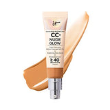 IT Cosmetics CC+ Nude Glow Lightweight Foundation + Glow Serum with SPF 40 - With Niacinamide, Hyaluronic Acid & Green Tea Extract - Tan - 1.08 fl oz