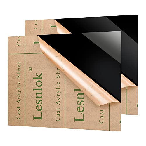Lesnlok 8 x 12 Black Acrylic Sheet 1/8 inch Thick 3mm 2 Pieces Black Plexiglass Sheet, DIY Materials for Home Decor, Handcraft, Painting, Photography,Switch Panel, Display Stand
