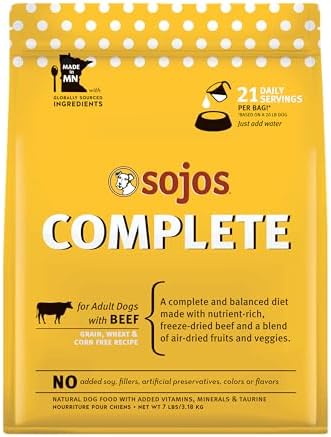 Sojos Complete Beef Recipe Dehydrated Dog Food, 7 lb, Yellow