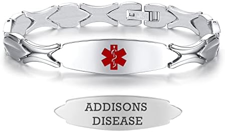 LinnaLove 7 1/2 inch Medical Alert Bracelets for women Stainless Steel Fashion Medical Bracelets Personalized Engraving