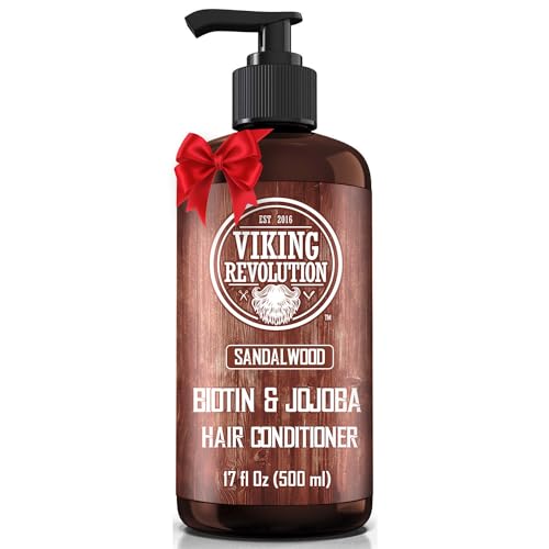 Viking Revolution Sandalwood Conditioner with Biotin and Jojoba Oil - Mens Conditioner Natural Hair Conditioner for Men with Vitamin B5 (17 Oz)