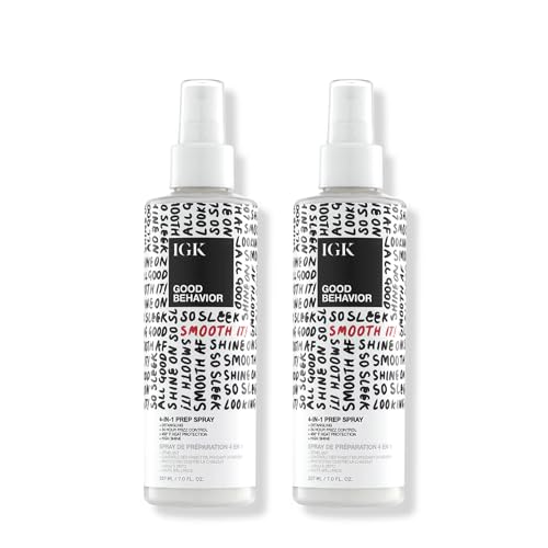 IGK GOOD BEHAVIOR 4-in-1 Prep Spray | Leave In + Detangle + Heat Protectant | Vegan + Cruelty Free |