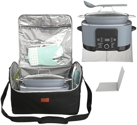 Carrying Bag Fits Ninja Slow Cooker with Bottom Pad, Bag with Shoulder Strap Compatible with Ninja Foodi Possible Cooker Pro MC1001, MC1010, MC1000, Black