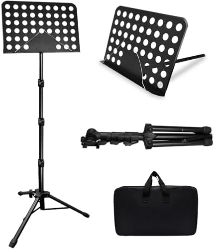 70IN Sheet Music Stand, Tall Music Stand for Sheet Music High Stability, Adjustable Portable Music Stand with Carrying Bag for Guitar, Violin, Ukulele (33-70IN-A)