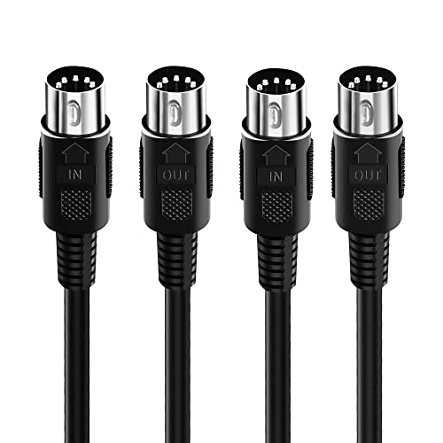 2-Pack 23FT MIDI Cable, Male to Male 5-Pin MIDI Cable for MIDI Keyboard, Electronic Piano, Electronic Drum