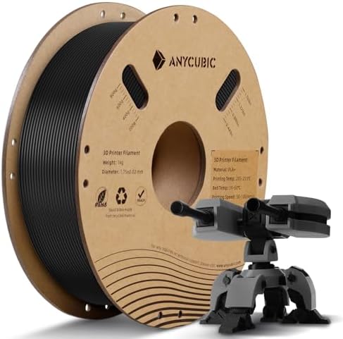 ANYCUBIC PLA Plus (PLA+), RFID 3D Printer Filament 1.75mm, High Toughness 3D Printing Filament, Dimensional Accuracy +/- 0.02mm, Print with Most FDM 3D Printers, 1KG Spool, Black