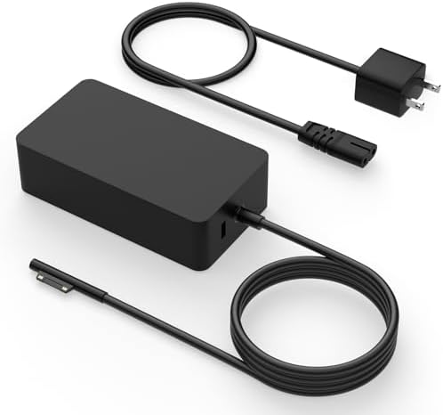 Surface Pro Laptop Charger 65W Fit for Microsoft Surface Charger, Surface Pro 10,9,8,7+,7,6,5,4,3,X, Windows Surface Laptop 6,5,4,3,2,1,Surface Book Go Tablet,Model 1706 1800 1625,Support 44W,36W,8FT