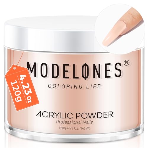 Modelones Cover Nude Blush Acrylic Powder, 4.23oz/120g Acrylic Powder Large Capacity Professional Acrylic Nail Powder Polymer for 3D French Nail Manicure Extension Nail Carving