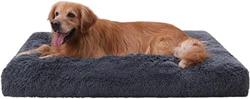 Vonabem Jumbo Dog Bed Washable with Removable Cover Waterproof, XXL Large Dog Crate Beds 48 inch, Plush Pet Beds Kennel Pad Dark Grey