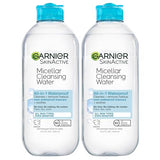 Garnier Micellar Water For Waterproof Makeup, Facial Cleanser & Makeup Remover, 13.5 Fl Oz (400mL), 2 Count (Packaging May Vary)