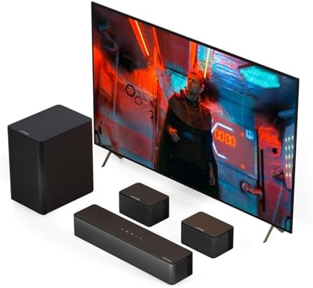ULTIMEA 5.1 Surround Sound System for TV, Virtual Surround Sound Bar, Surround Speakers and Subwoofer Adjustable, Soundbar for Smart TV, Home Theater Sound System, Peak Power 320W, Poseidon D50