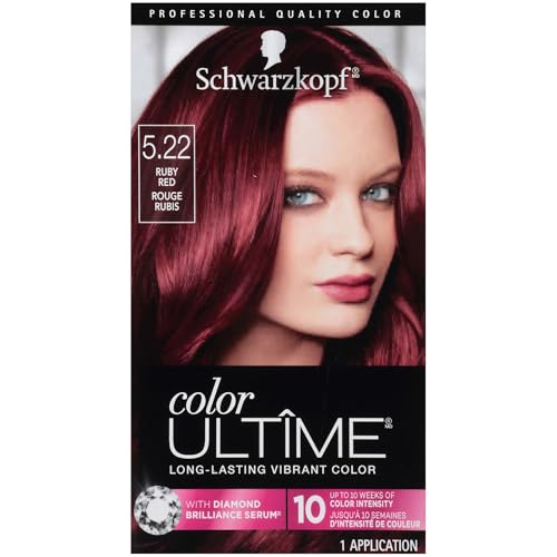Schwarzkopf Color Ultime Hair Color, 5.22 Ruby Red, 1 Application - Permanent Red Hair Dye for Vivid Color Intensity and Fade-Resistant Shine up to 10 Weeks