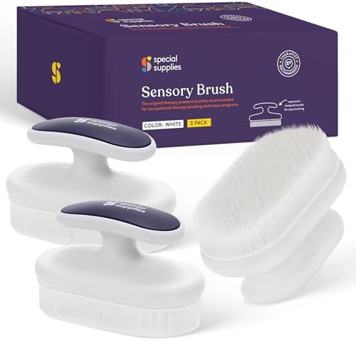 Special Supplies Sensory Brush Therapressure Therapy Brush for Occupational and Sensory Brushing, Stimulating, Calming Tools for Kids and Adults, Soft Flexible Bristles, Latex Free (3 Pack)