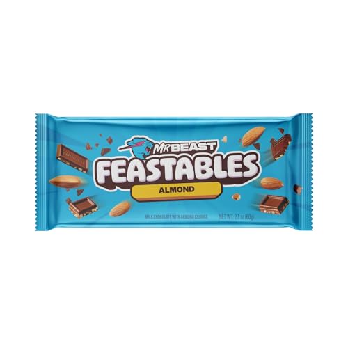 Feastables by MrBeast Almond Milk Chocolate KING Size Chocolate Bar, 2.1oz (60g), 10 count