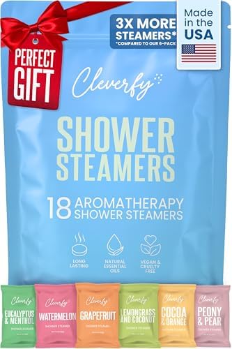 Cleverfy Shower Steamers Aromatherapy - 18 Pack of Shower Bombs with Essential Oils. Self Care Birthday Gifts for Women and Valentines Day Gifts for Her and Him. Blue Set