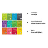 Celavi Essence Facial Sheet Face Mask Variety Set Classic Authentic Korean Moisturizing Skincare (Variation 1, 12 Count (Pack of 2))