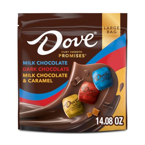DOVE PROMISES Milk Chocolate, Dark Chocolate, and Milk Chocolate & Caramel Variety Assortment, 14.08 Oz Large Bag