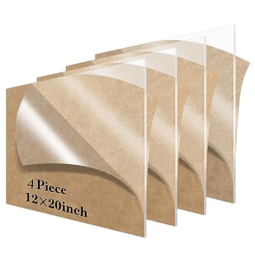 12 x 20 Acrylic Sheet 1/8 inch Thick 3mm, Lesnlok 4 Pieces Clear Plexiglass Sheet, for Sign,Craft, Photo Frame, DIY Display Projects…