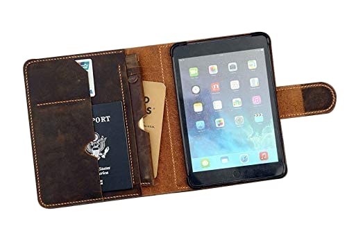 Handmade leather ipad mini 6 5 case with pencil holder custom leather iPad mini 4 5 cover portfolio folio case IMXPMC