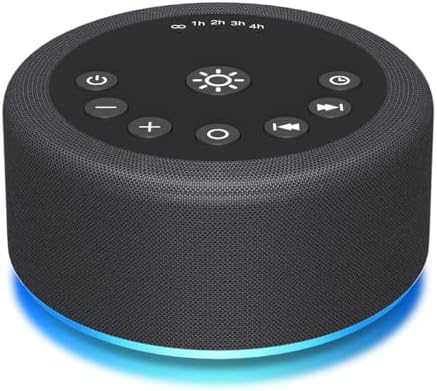 Sleep Sound Machine White Noise Machine with 30 Non Looping Sounds 12 Night light Colors with 5 Timers 36 Adjustable Volume Memory Function Brown Noise Machine for Baby kid Adult & Home Nursery Travel