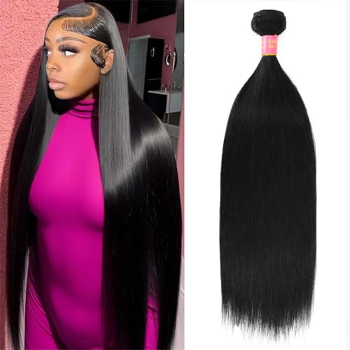 1 Bundle Human Hair Straight 20 Inch 14A 100% Unprocessed Brazilian Virgin Human Hair Bundles Weave Bundles Human Hair Natural Black
