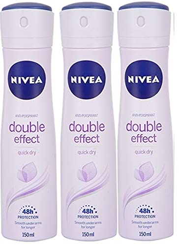 Nivea Longlasting 48 Hours Freshness Body Spray - Double Effect, 3 Packs x 150 ML / 5.07 Fl. Oz