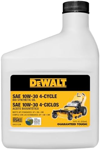 Dewalt Biosynthetic SAE 10W30 4 cycle oil, 18 oz
