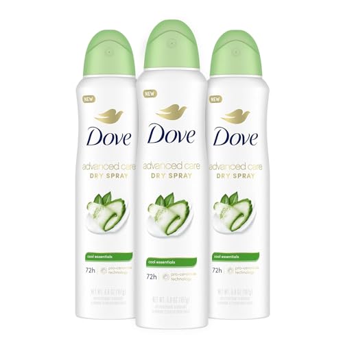 Dove Advanced Care Antiperspirant Deodorant Dry Spray Cool Essentials 3 Count Antiperspirant deodorant for helping your skin barrier repair after shaving With Pro Ceramide Technology 3.8 oz