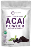 Organic Acai Powder, 8oz | 100% Natural Fruit Powder | Freeze-Dried Brazilian Wildberry Source | No Sugar & Additives | Great Flavor for Drinks, Smoothie, & Beverages | Non-GMO & Vegan Friendly