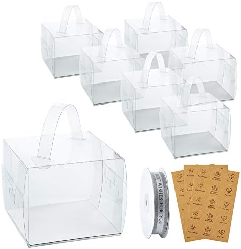 6x6x5Inch Transparent Bakery Boxes,20Pcs Clear Cake Box for Cake Chocolate Donut,Treat Boxes Gift for Party Wedding Graduation