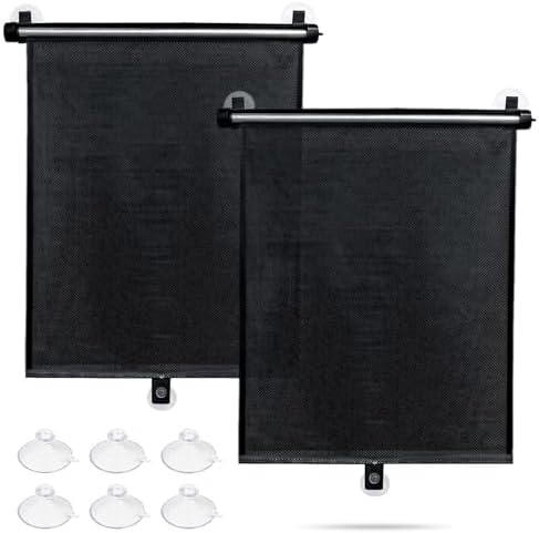 Sfee Car Window Shade for Side Windows, 2 Pack Sun Shade Retractable for Car Blocks Heat and UV Rays Glare Protection Roller Sunshade Visor for Baby, Kids, Pets, Passengers