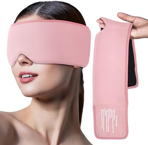 Migraine Relief Cooling Eye Mask- Cold & Warm Compress, Ice Cold Sleep Mask for Puffy Eyes, Dark Circles, Migraine & Headache Relief, Soft Thick Gel for Long Lasting Comfort for Eye Strain-Pink