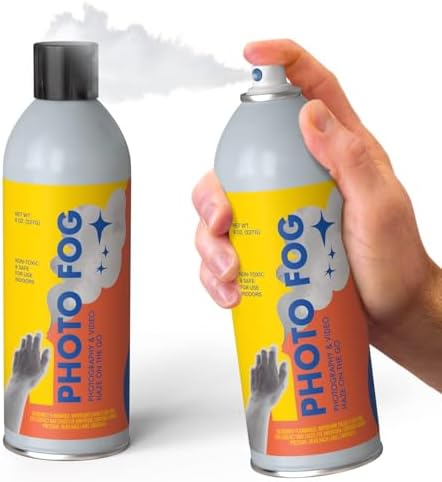 [2 Pack] Photo Fog Atmosphere Spray Made in the USA for Photographers & Filmmakers - Safe Fog Machine Alternative - Smoke in a Can - Haze in a Can - Smoke Bombs for Photography - 8oz Fog Spray Cans